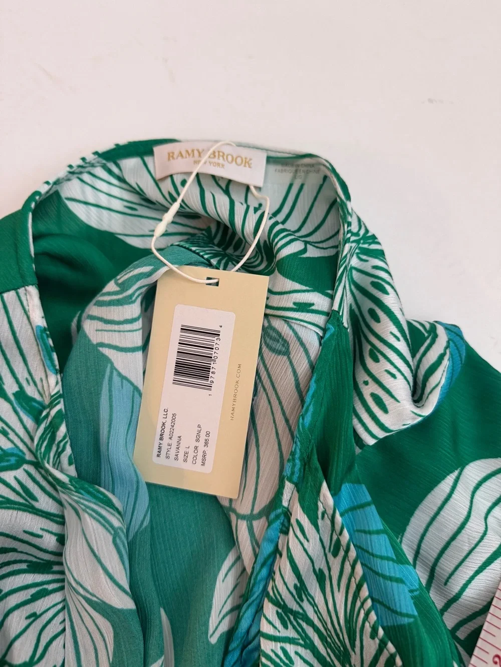 NWT Ramy Brook Savanna Lily Print Ruffle Button Front Blouse L Coastal $365 - Picture 5 of 5